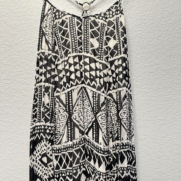 Tori Richard Summer Geometric Boho Hawaian Halter Beach Sheer Flowy Dress Sz 6 - Picture 4 of 9